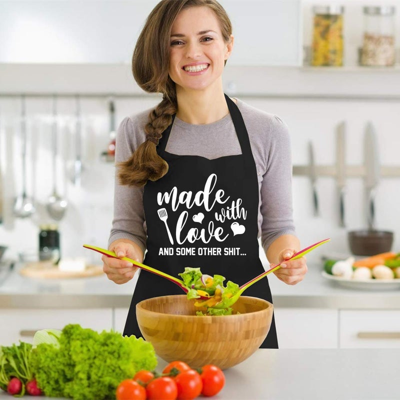 Saukore Funny Aprons for Women Men  Novelty Kitchen Cooking Apron with 2 Pockets  Cute Baking Gifts for Bakers  Birthday Housewarming Gifts for Wife Husband Mom Sister Daughter Grandma - Image 3